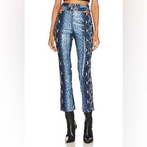 Revolve Camila Coelho Blue Snake Print Pants with cutouts 🐍❤️
